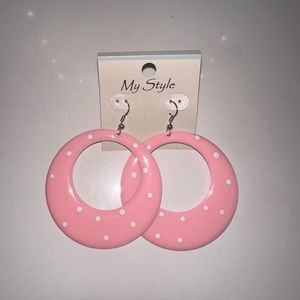 Light Pink + White Polka Dots Earrings